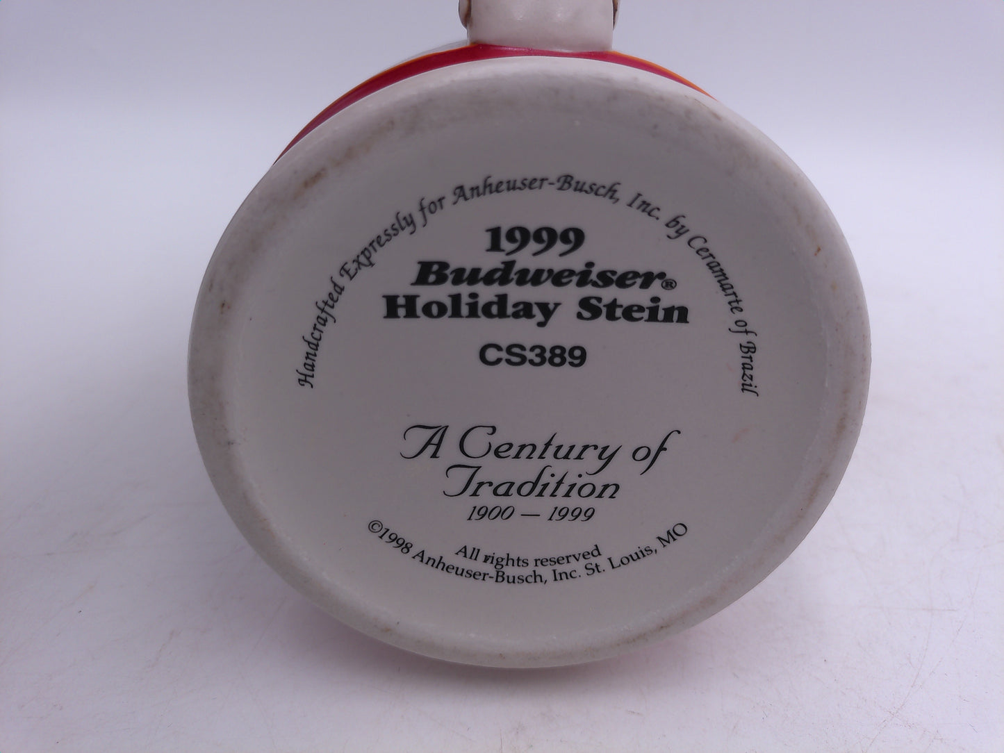 Beer Stein Budweiser 1999 Holiday Series Stein Number CS389