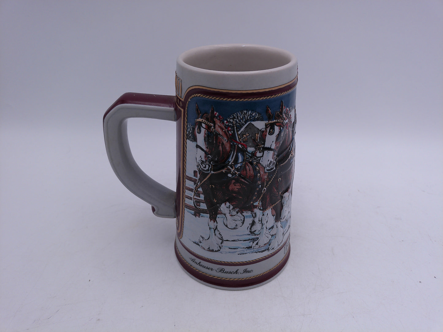 Beer Stein Budweiser 1989 Series Christmas Collection Stein