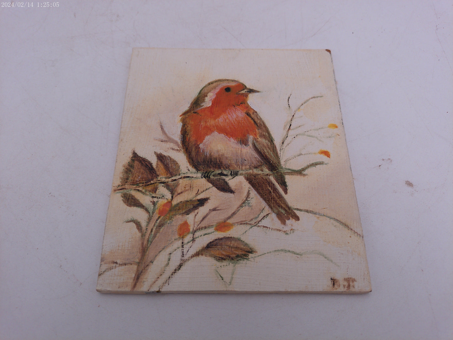 4 Colorful  Painted Tiles of Birds