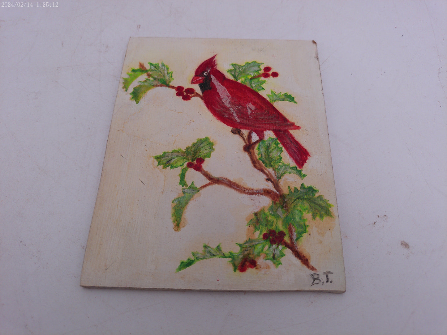4 Colorful  Painted Tiles of Birds