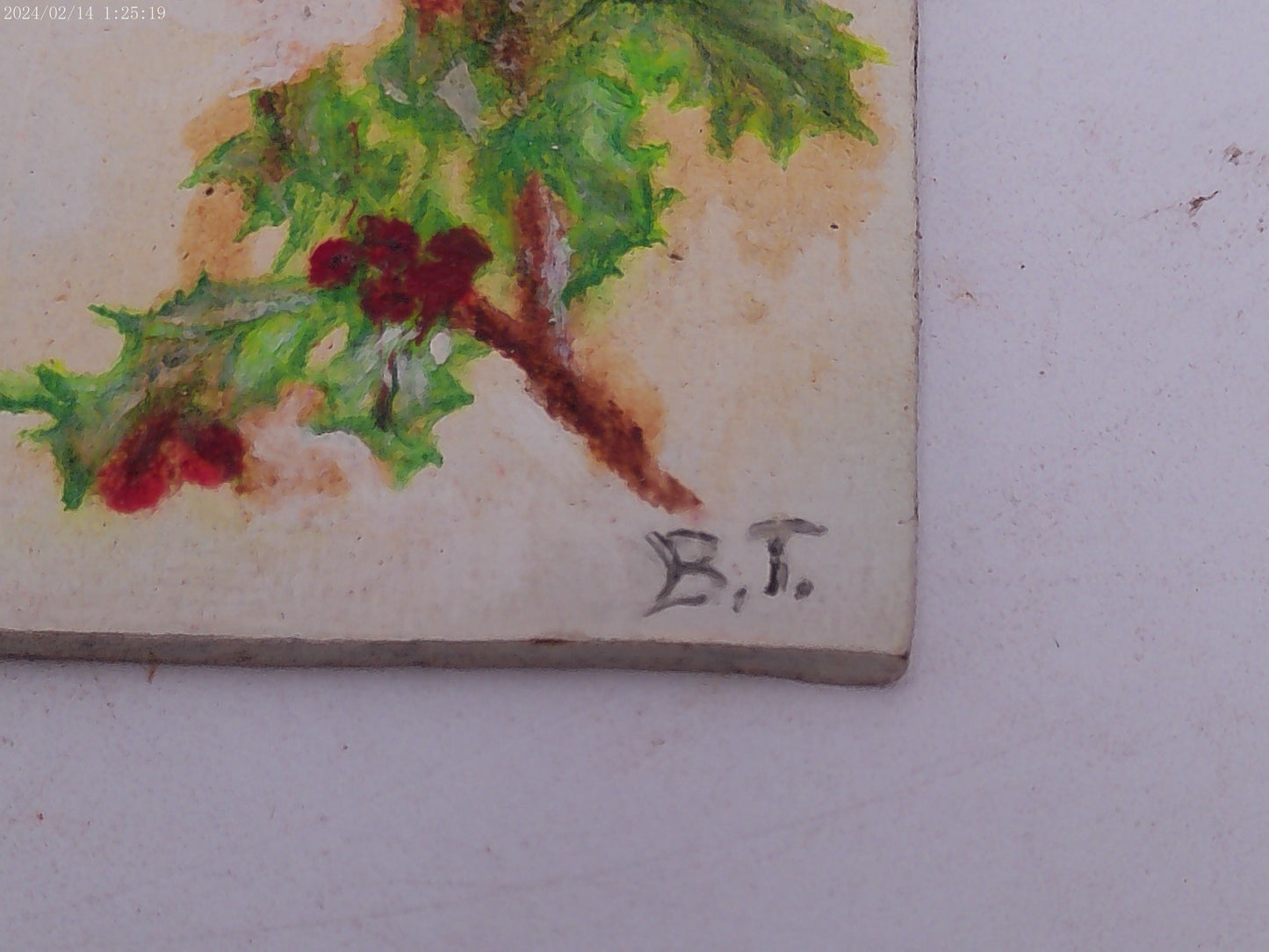 4 Colorful  Painted Tiles of Birds