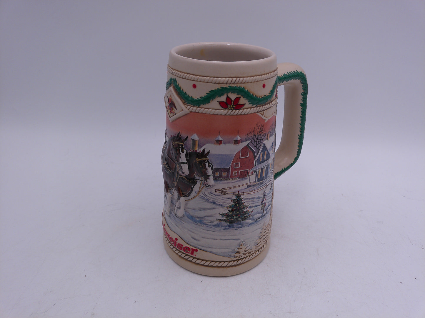 Beer Stein 1996 Budweiser Anheuser-Busch Holiday Stein
