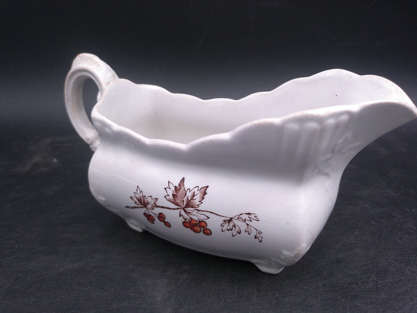 John Edwards Fenton England Floral Design Gravy Sauce Boat Antique