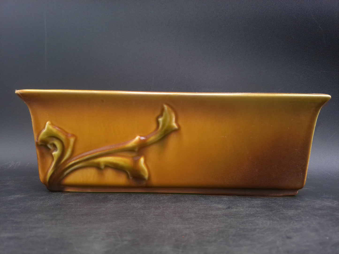 Roseville Pottery 1935 Brown Non Production Trial Form Window Box Planter