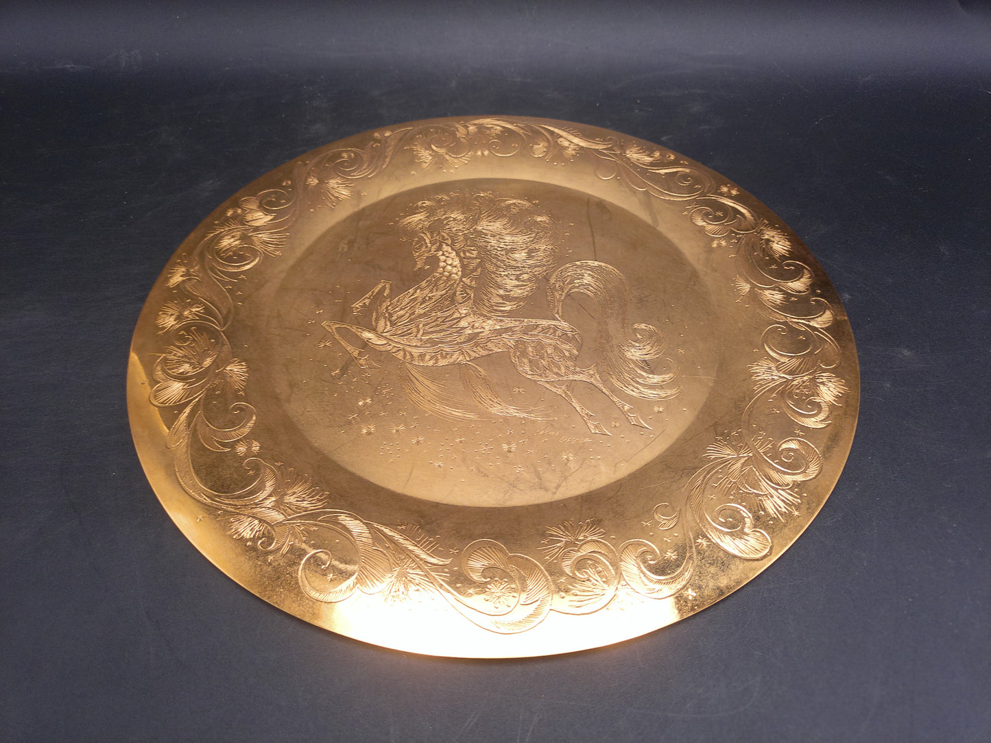 Sascha Brastoff Plate Limited Edition 299 /15000  18k Gold Gilt Brass