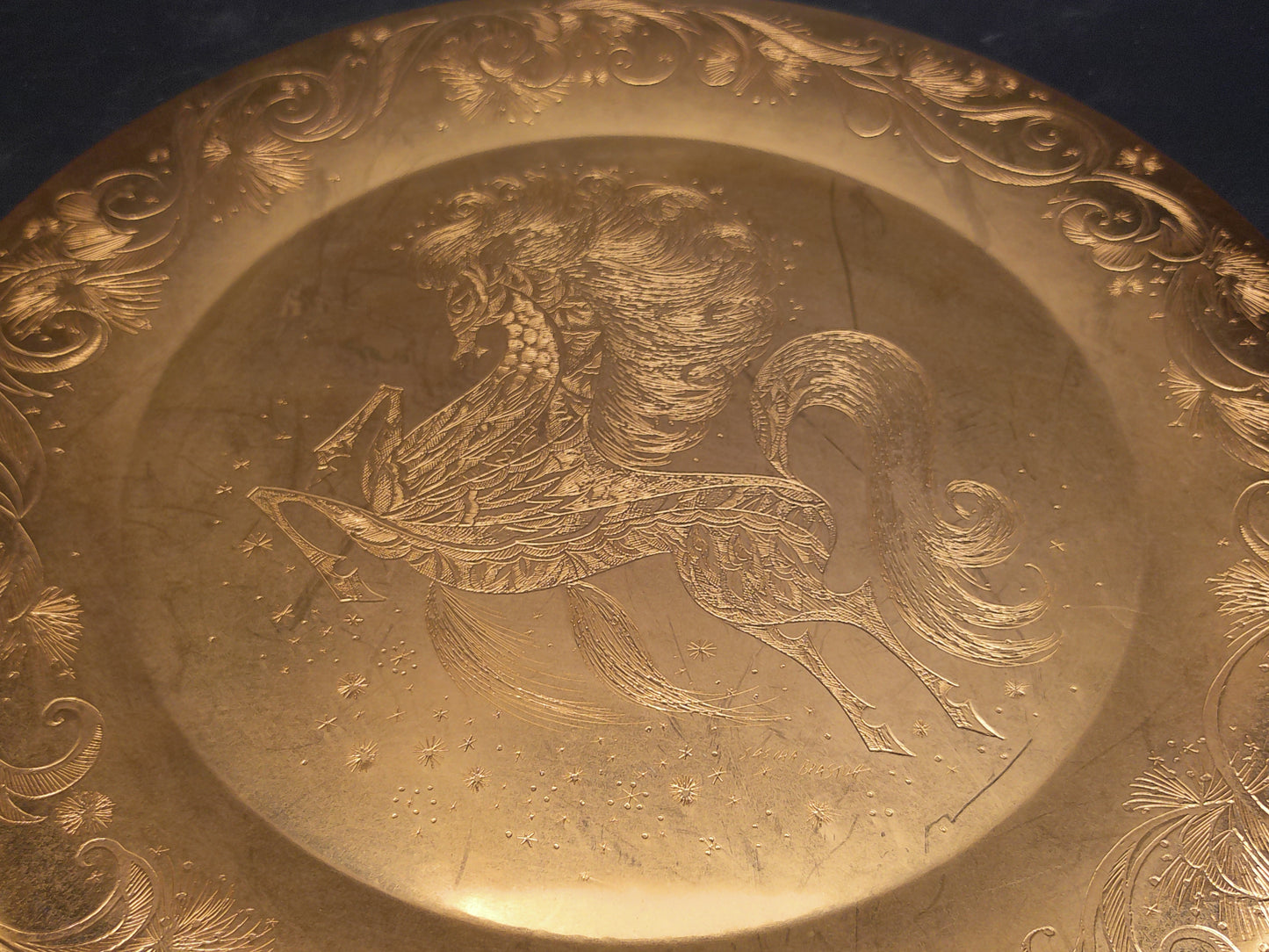 Sascha Brastoff Plate Limited Edition 299 /15000  18k Gold Gilt Brass