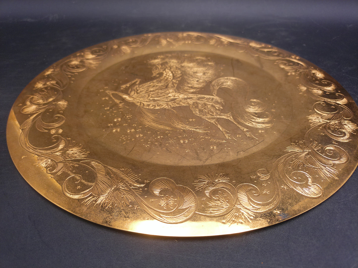 Sascha Brastoff Plate Limited Edition 299 /15000  18k Gold Gilt Brass