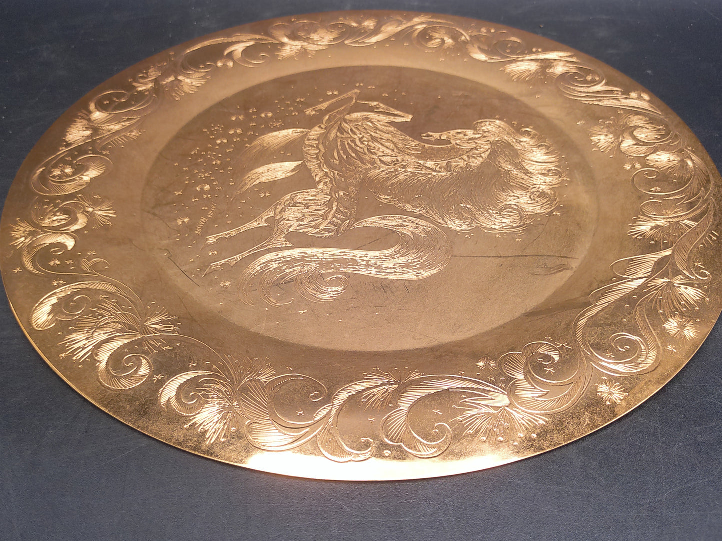 Sascha Brastoff Plate Limited Edition 299 /15000  18k Gold Gilt Brass