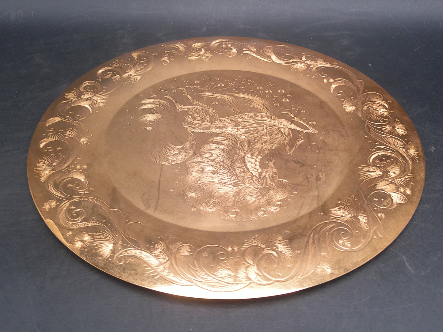 Sascha Brastoff Plate Limited Edition 299 /15000  18k Gold Gilt Brass