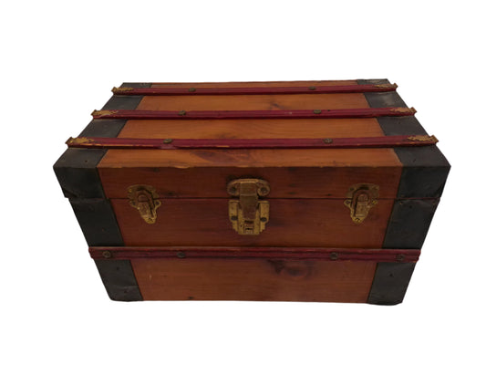 Antique Wood Metal  Treasure Chest Trunk