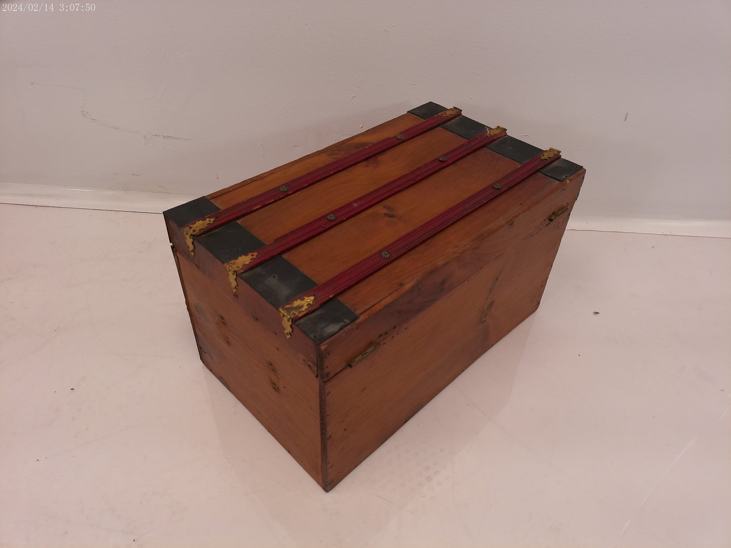 Antique Wood Metal  Treasure Chest Trunk