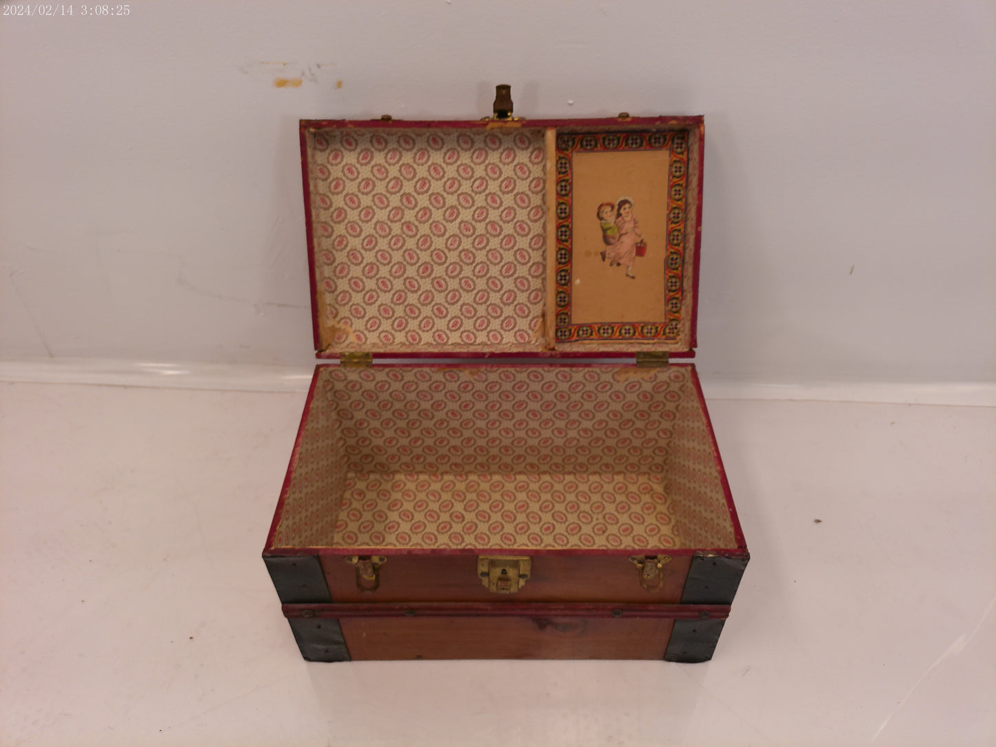Antique Wood Metal Treasure Chest Trunk