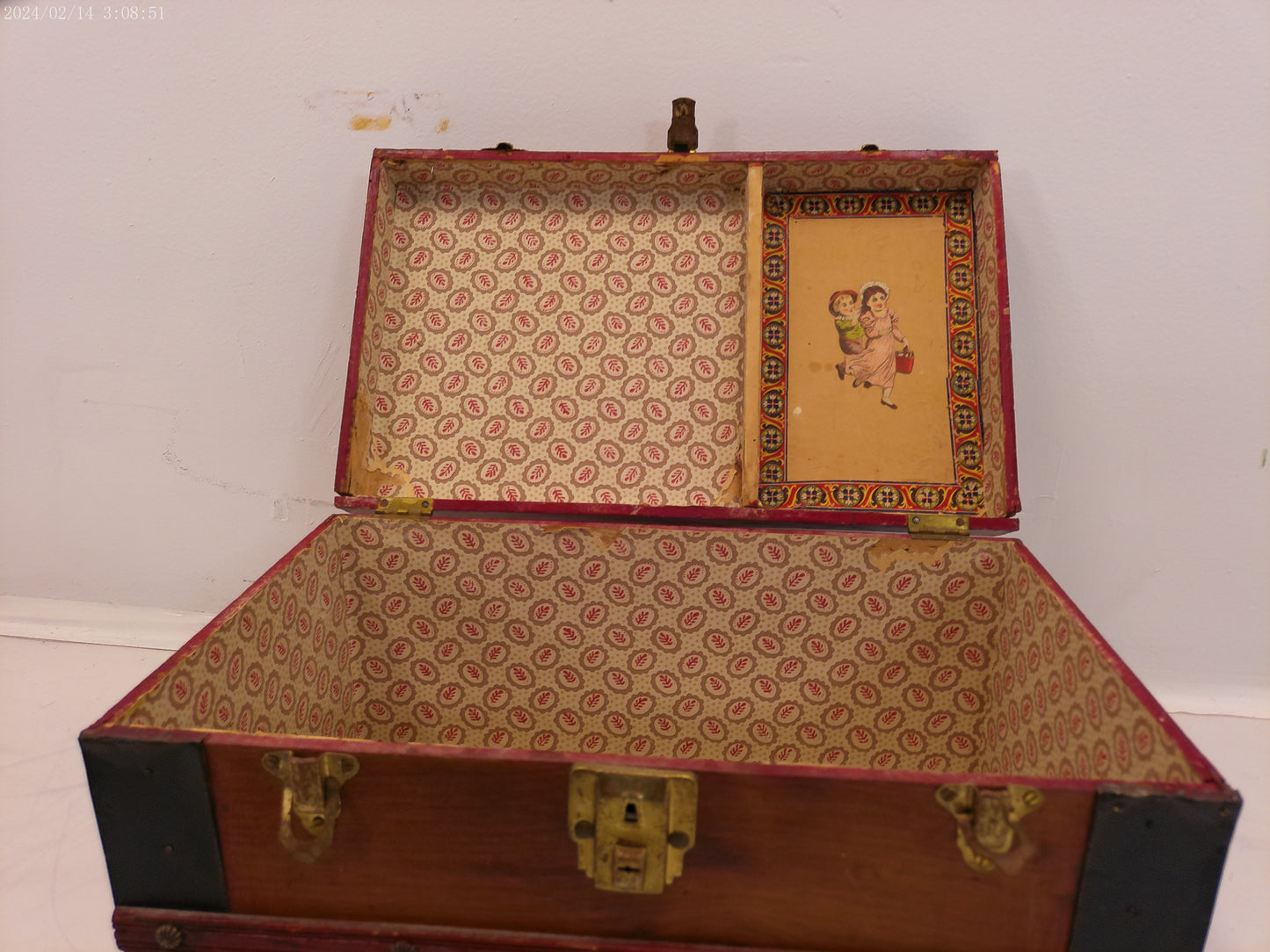 Antique Wood Metal Treasure Chest Trunk