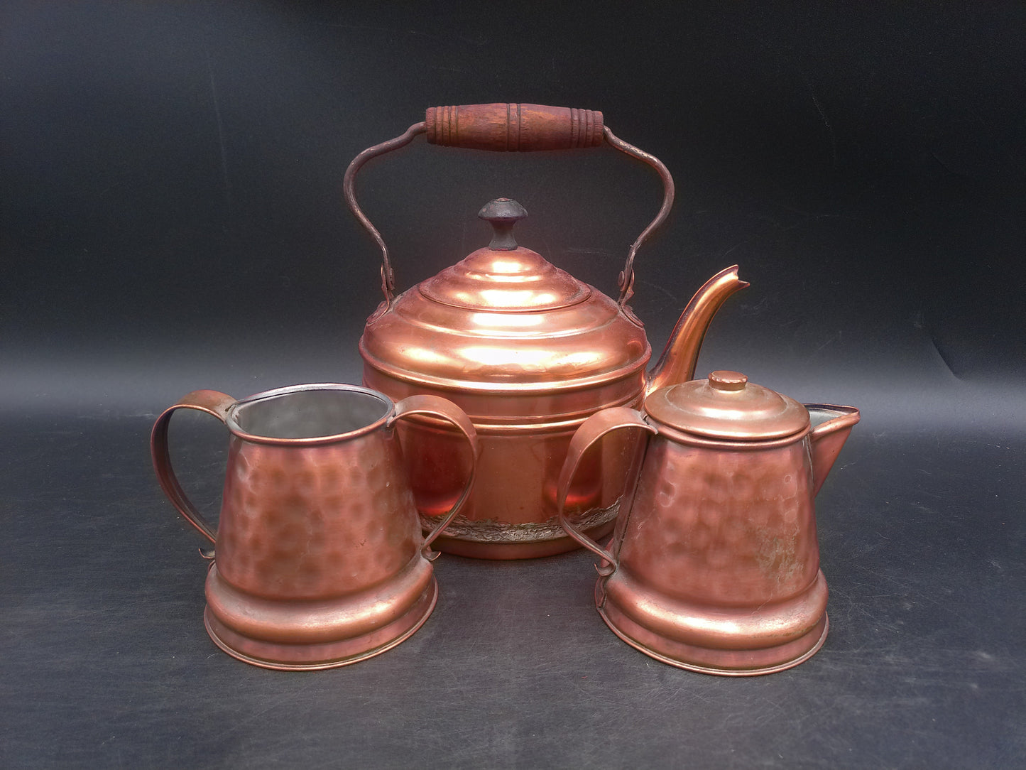 Copper Coffee Pot and Pitcher and Cup Mug Vintage