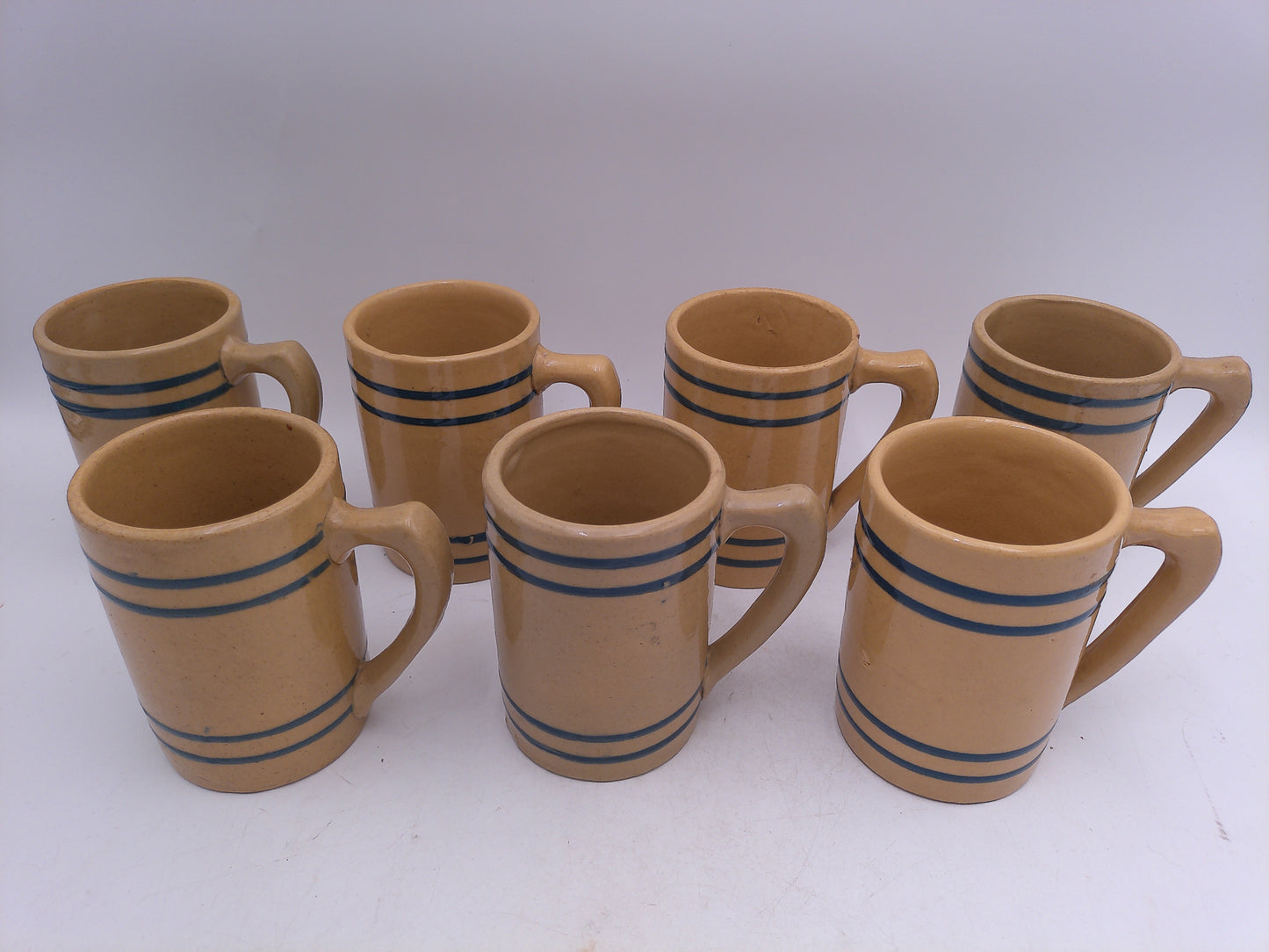 Beer Stein Lot of 7 Buckeye Pure Yellow Steins mugs 1920's