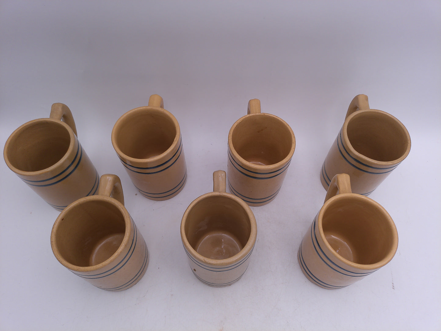 Beer Stein Lot of 7 Buckeye Pure Yellow Steins mugs 1920's