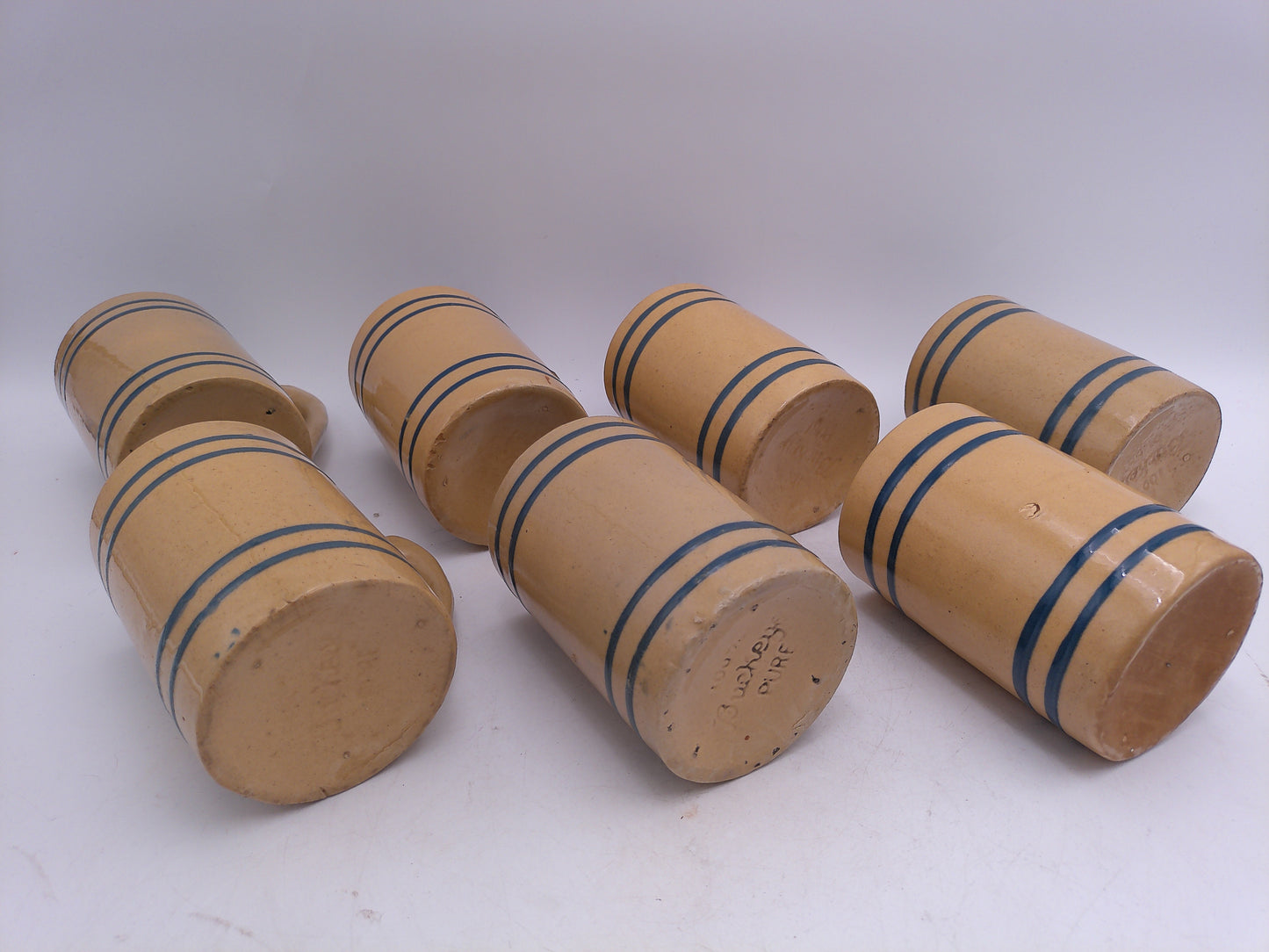 Beer Stein Lot of 7 Buckeye Pure Yellow Steins mugs 1920's