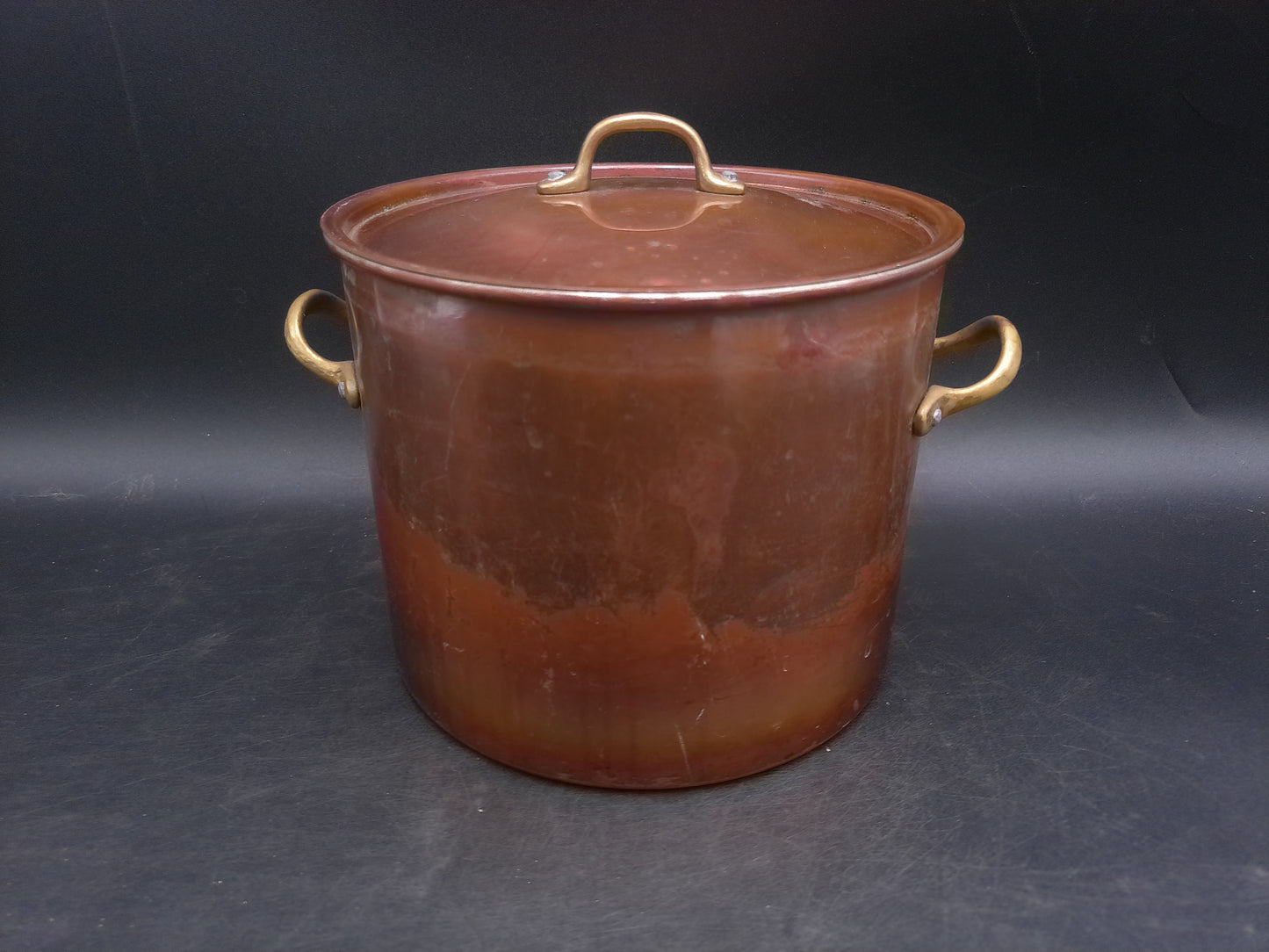 Stockpot Tin Lined Brass Handles  and Bowl Vintage