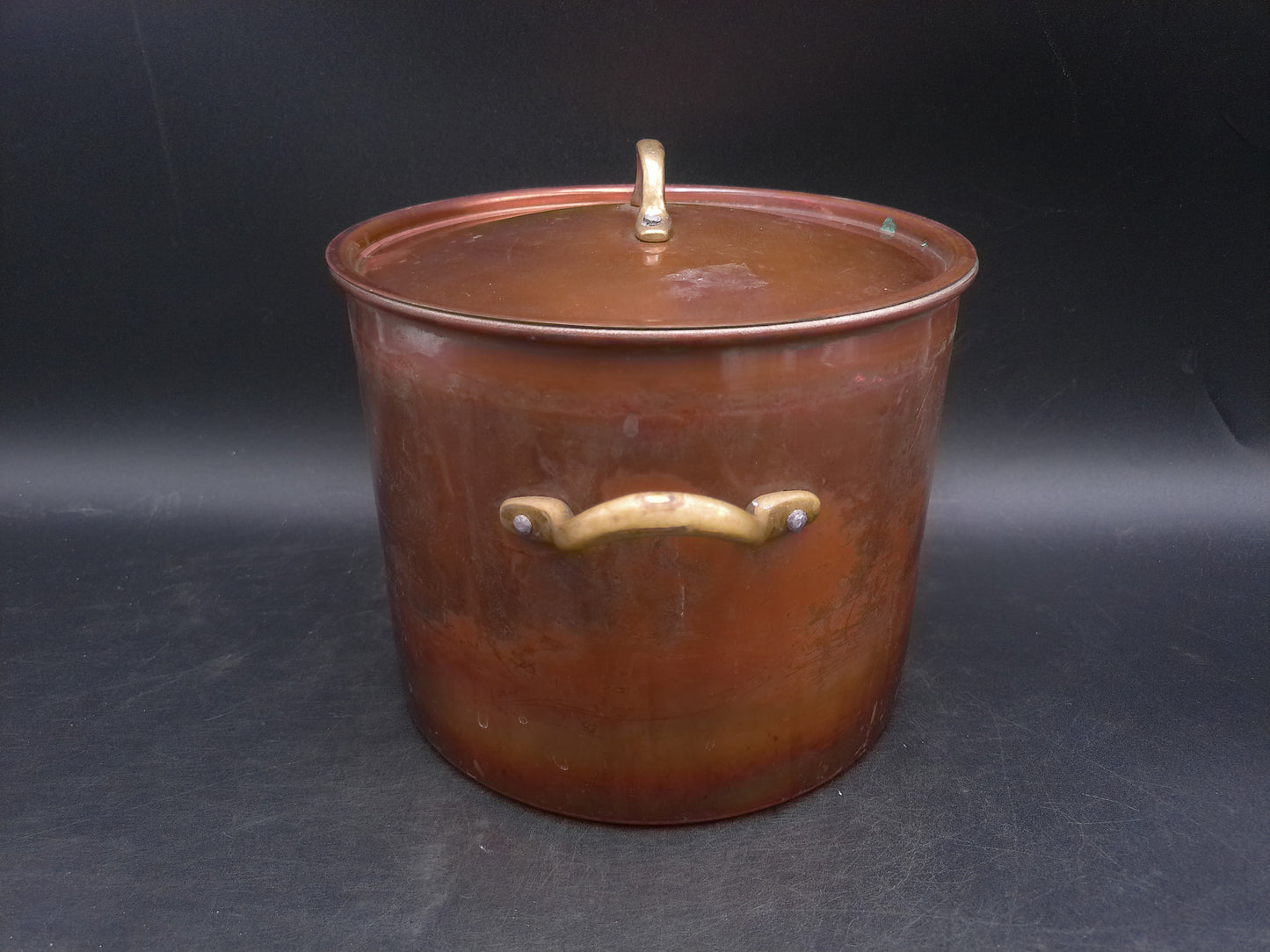 Stockpot Tin Lined Brass Handles  and Bowl Vintage