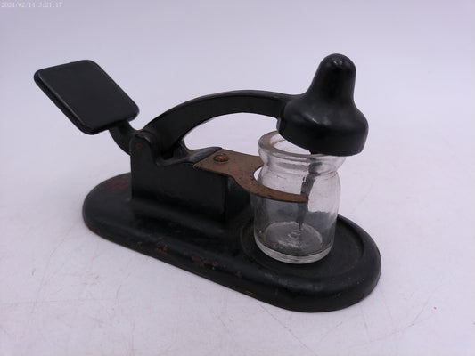 Vintage c. 1930'sCast Iron Inkwell and Bottle