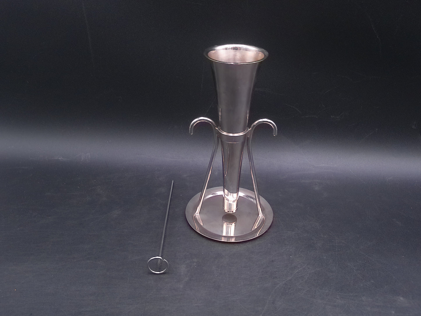 Silver Plated Wine Bar Funnel with Stand Vintage