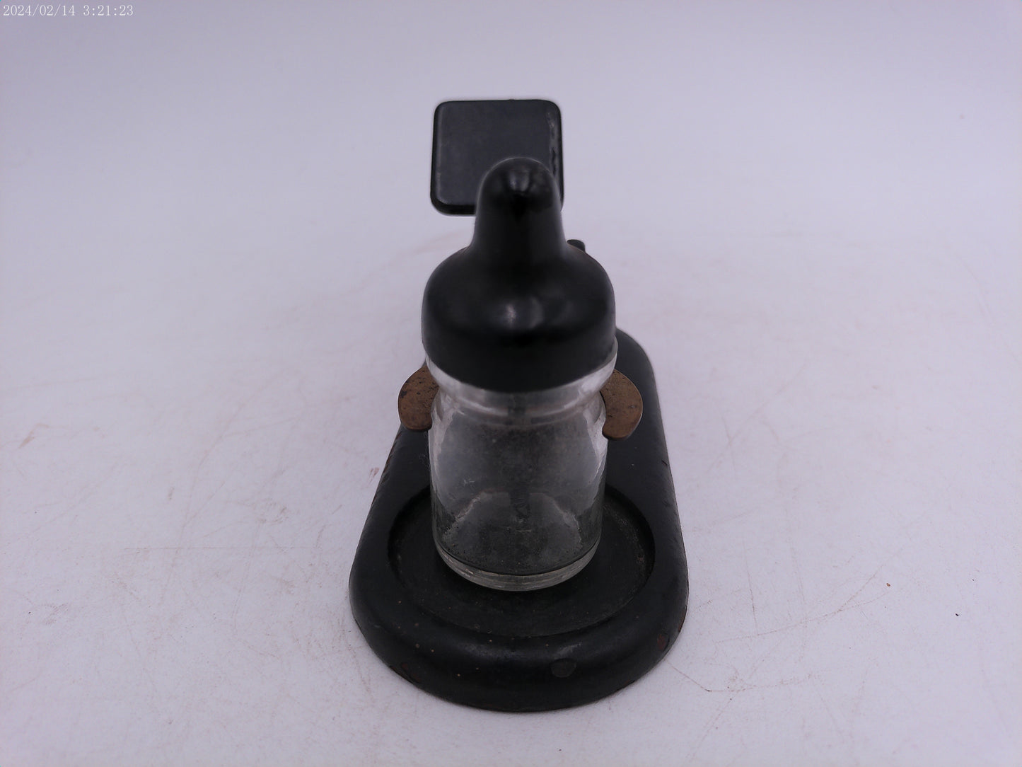 Vintage c. 1930'sCast Iron Inkwell and Bottle