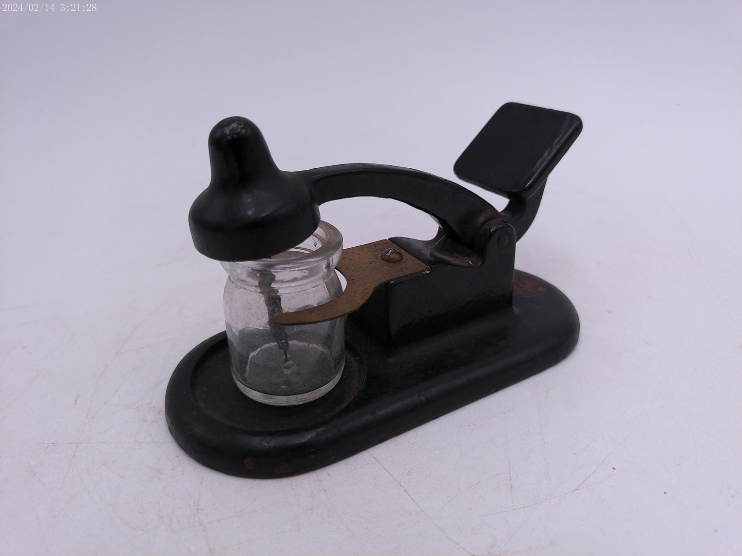 Vintage c. 1930'sCast Iron Inkwell and Bottle