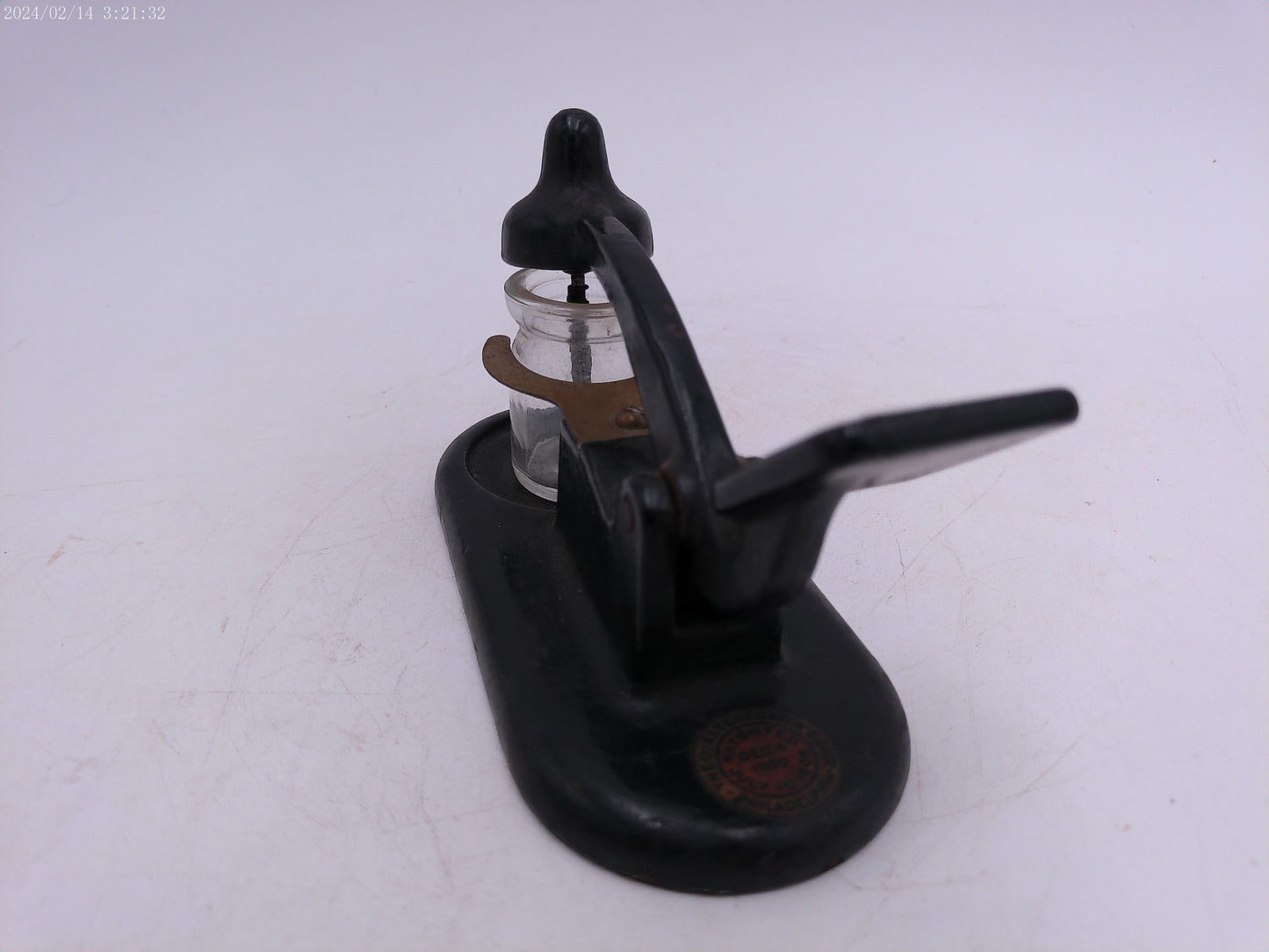 Vintage c. 1930'sCast Iron Inkwell and Bottle