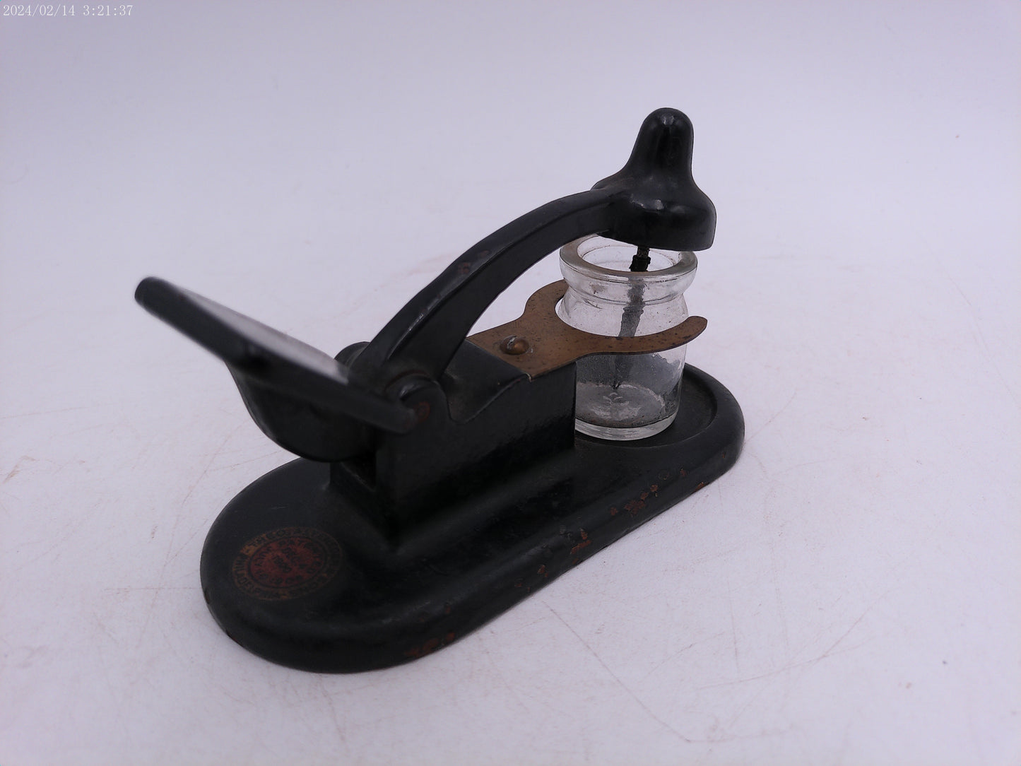 Vintage c. 1930'sCast Iron Inkwell and Bottle