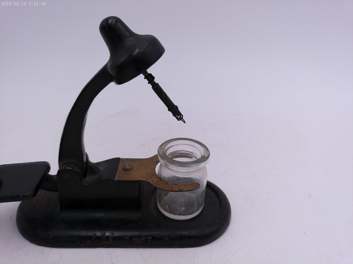 Vintage c. 1930'sCast Iron Inkwell and Bottle