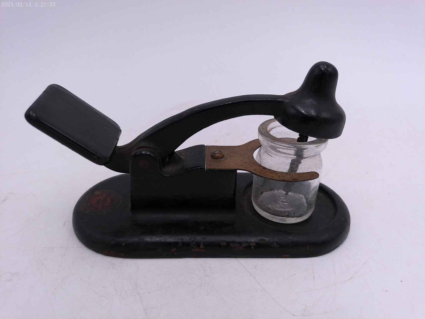 Vintage c. 1930'sCast Iron Inkwell and Bottle