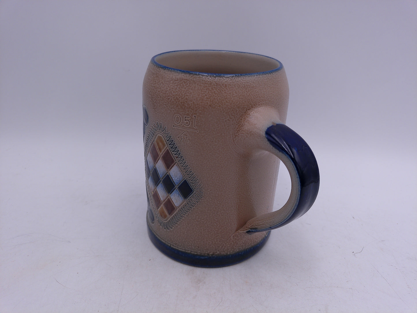 Beer Stein or Mug 0.5L Very Old Rare Antique Checkerboard Design