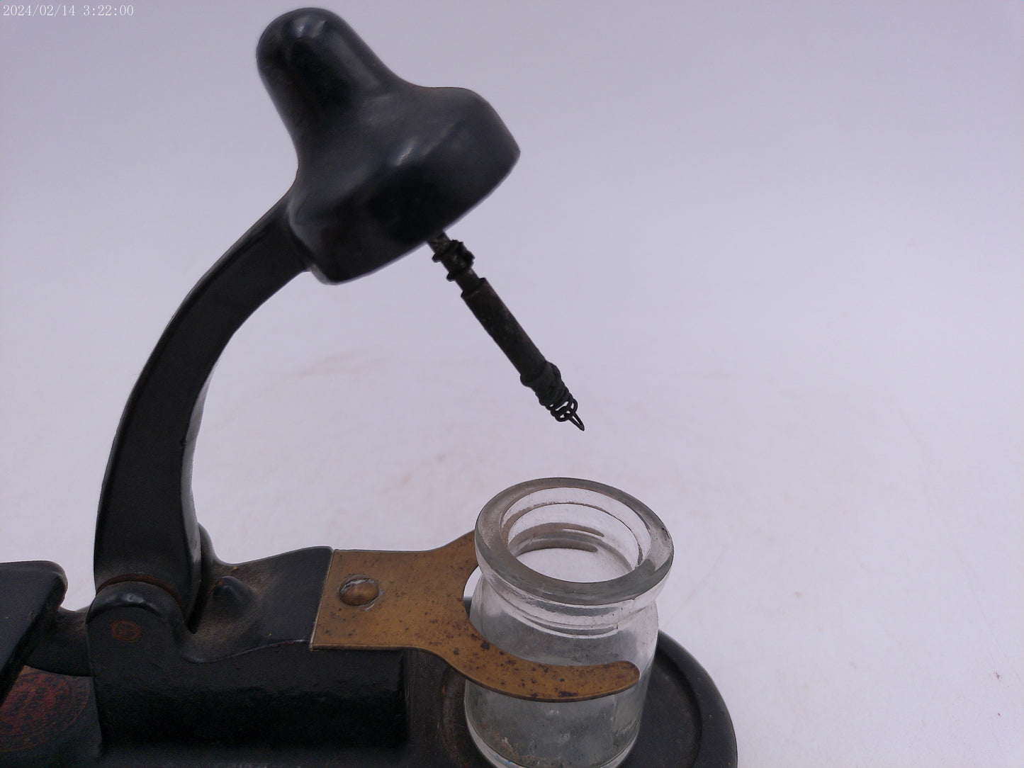 Vintage c. 1930'sCast Iron Inkwell and Bottle