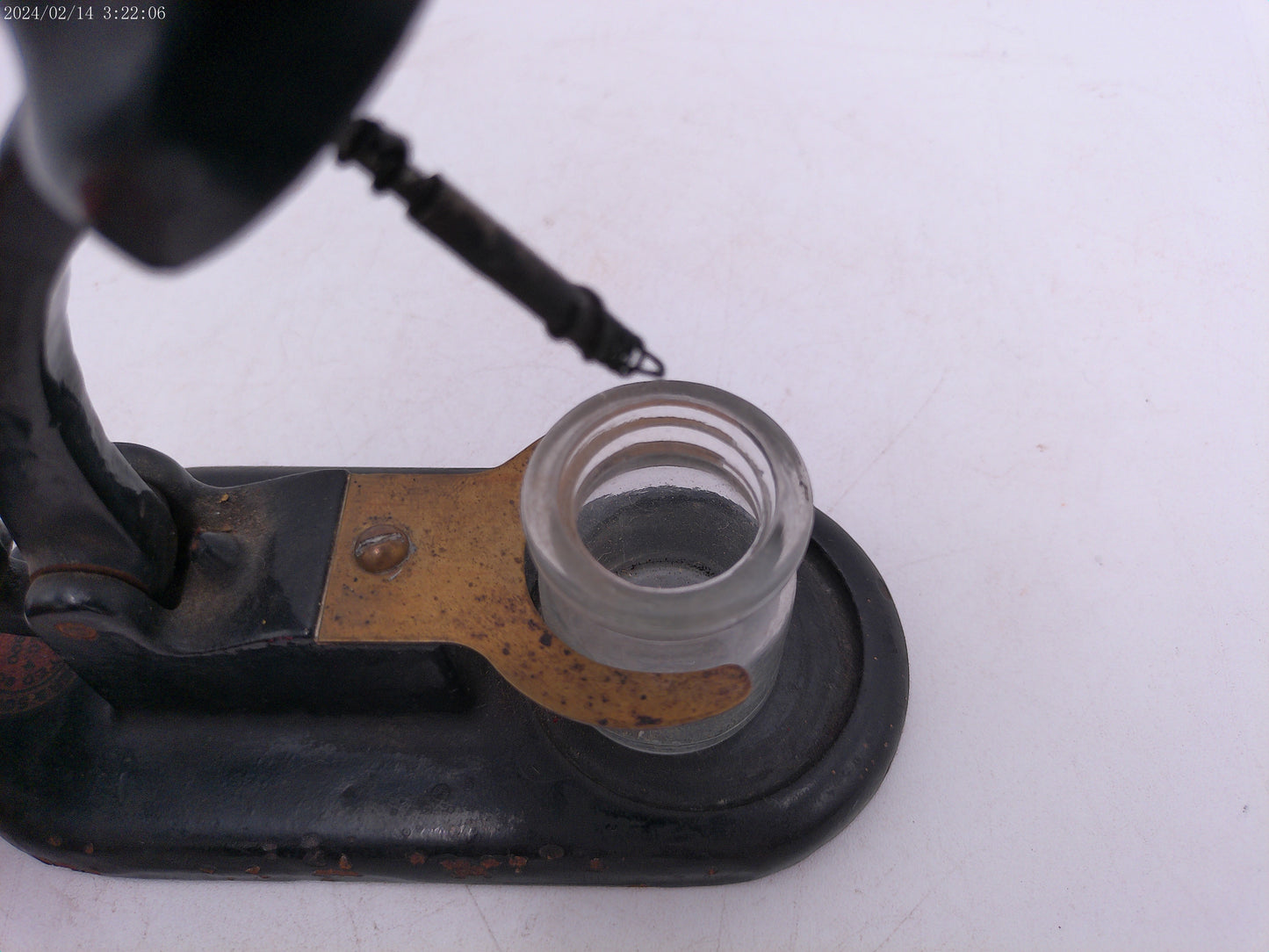 Vintage c. 1930'sCast Iron Inkwell and Bottle