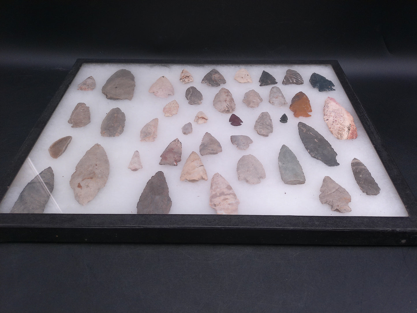 Arrowheads In Nice Display case Arrow Heads Large Unique Collection