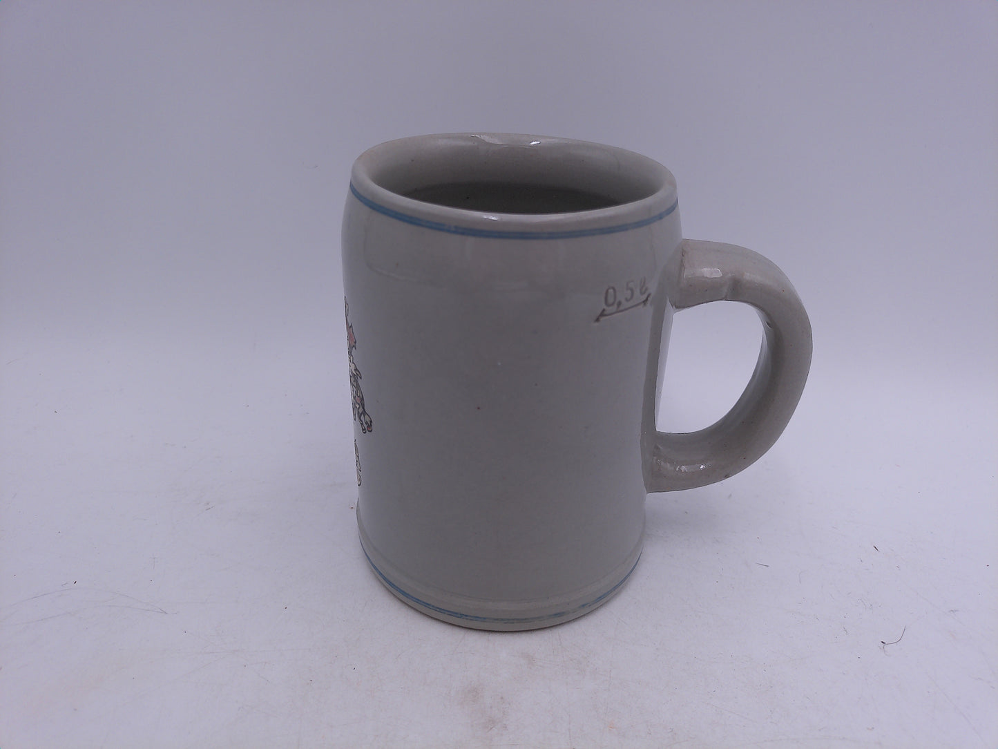 Beer Stein Beck's Bier Western Germany gray beer mug cobalt blue trim around base