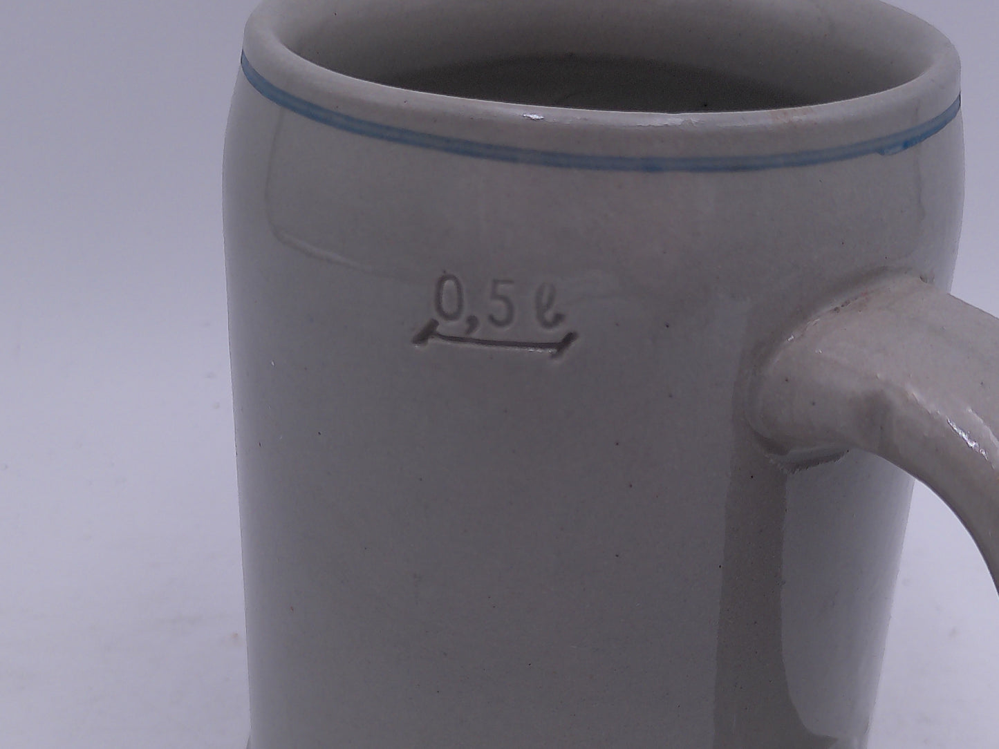 Beer Stein Beck's Bier Western Germany gray beer mug cobalt blue trim around base