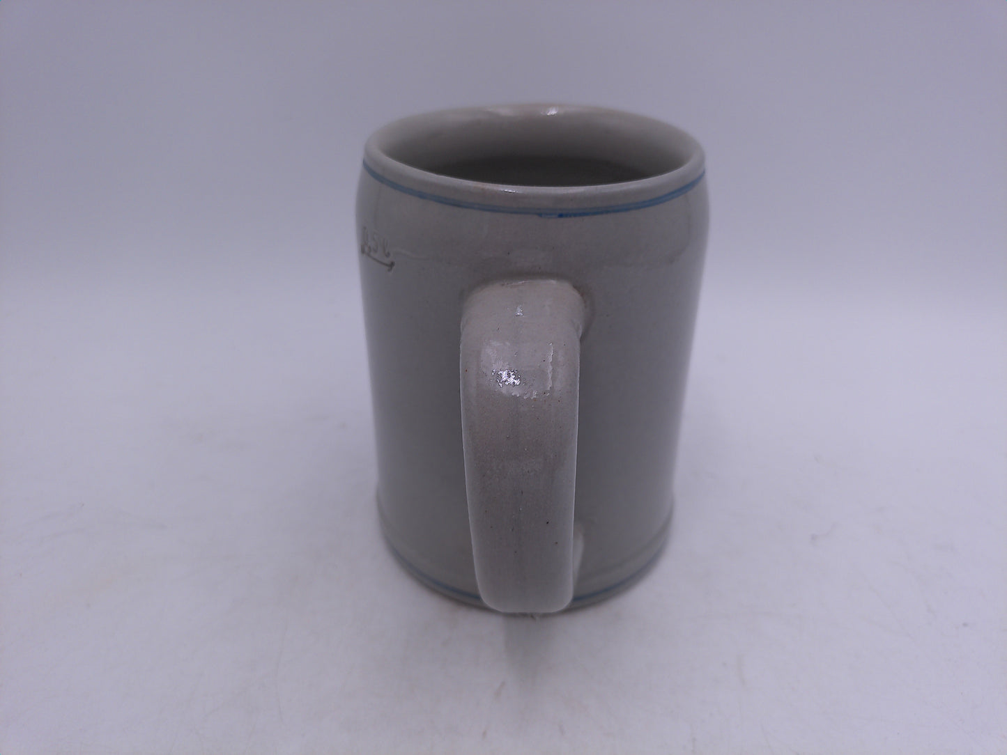 Beer Stein Beck's Bier Western Germany gray beer mug cobalt blue trim around base