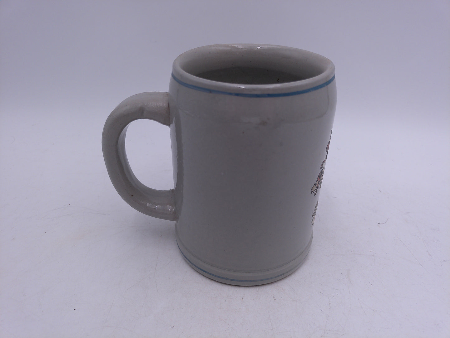 Beer Stein Beck's Bier Western Germany gray beer mug cobalt blue trim around base