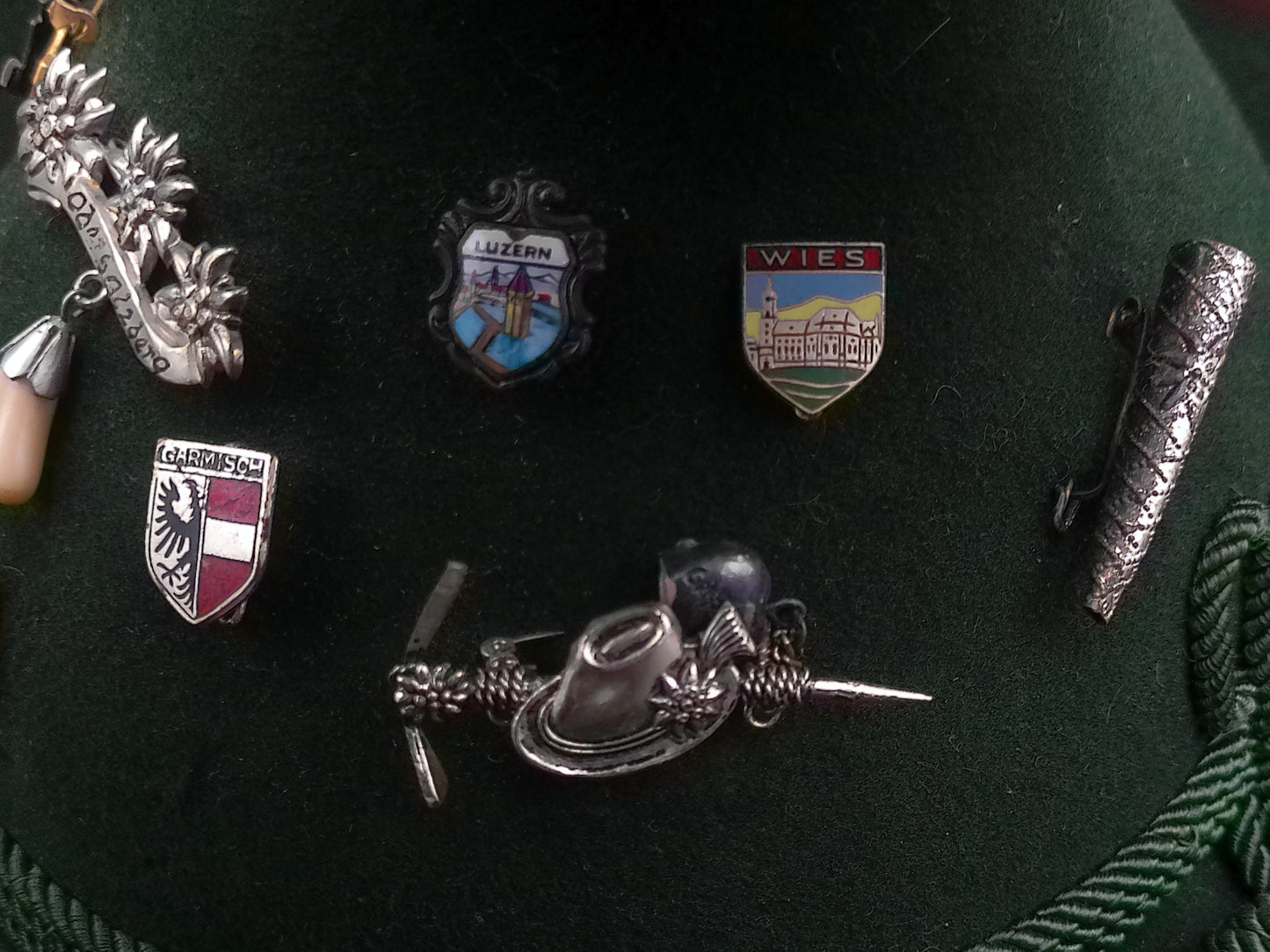 Austria German Hat with Many Decorative Pins Orginal Dreher Mayer Hut Bavarian Hat