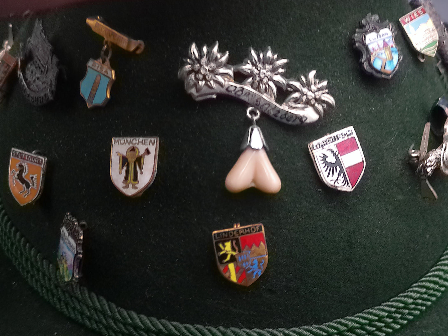 Austria German Hat with Many Decorative Pins Orginal Dreher Mayer Hut Bavarian Hat