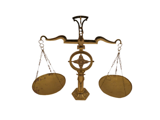 Antique brass scale of justice, solid brass large lawyer scales