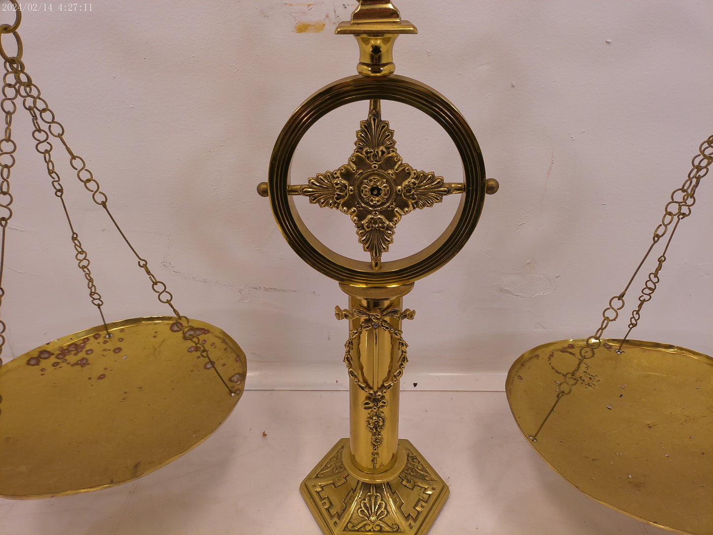Antique brass scale of justice, solid brass large lawyer scales