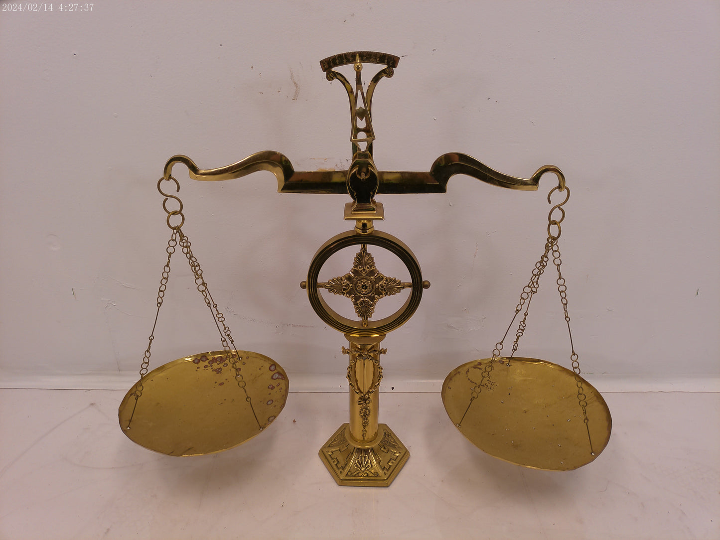 Antique brass scale of justice, solid brass large lawyer scales
