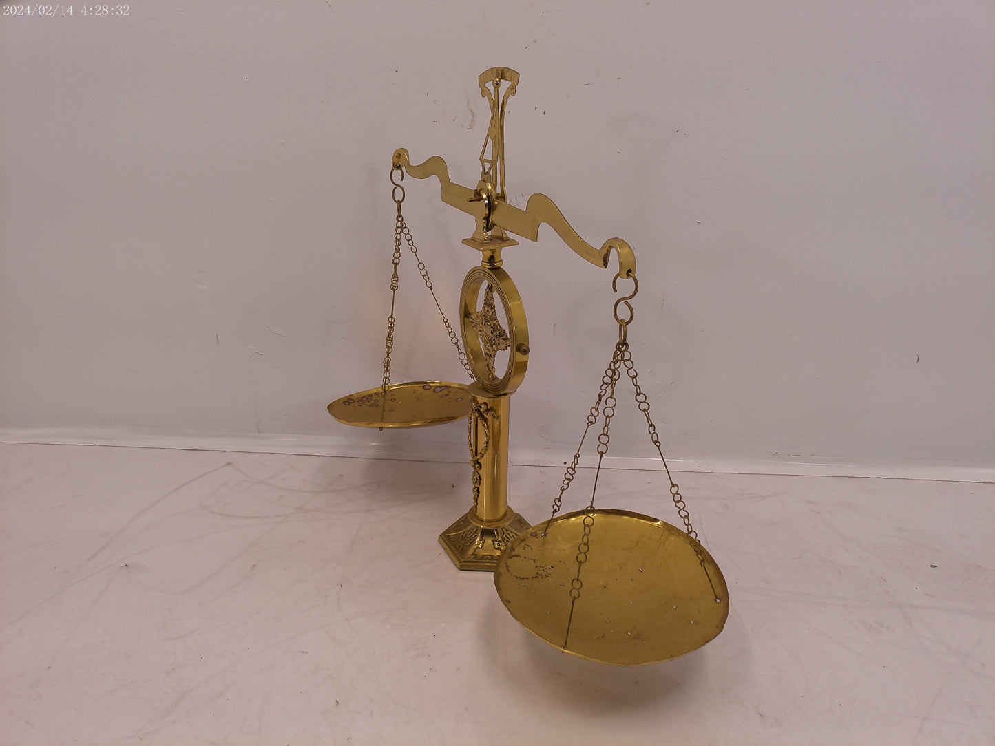 Antique brass scale of justice, solid brass large lawyer scales