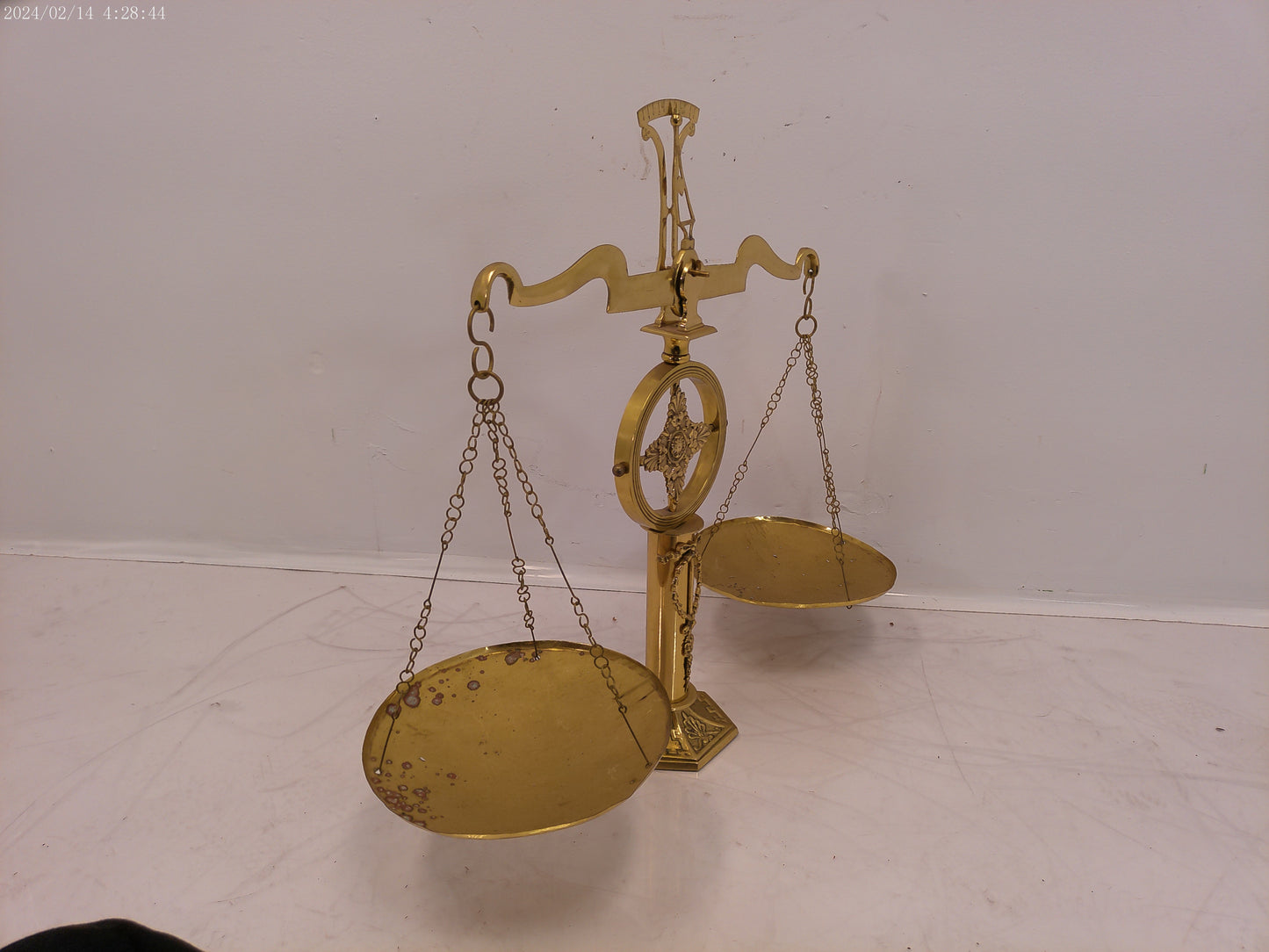 Antique brass scale of justice, solid brass large lawyer scales