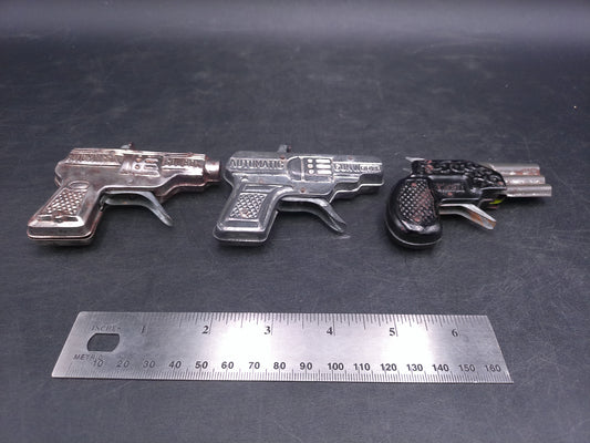Vintage Metal Cap Gun set of 3