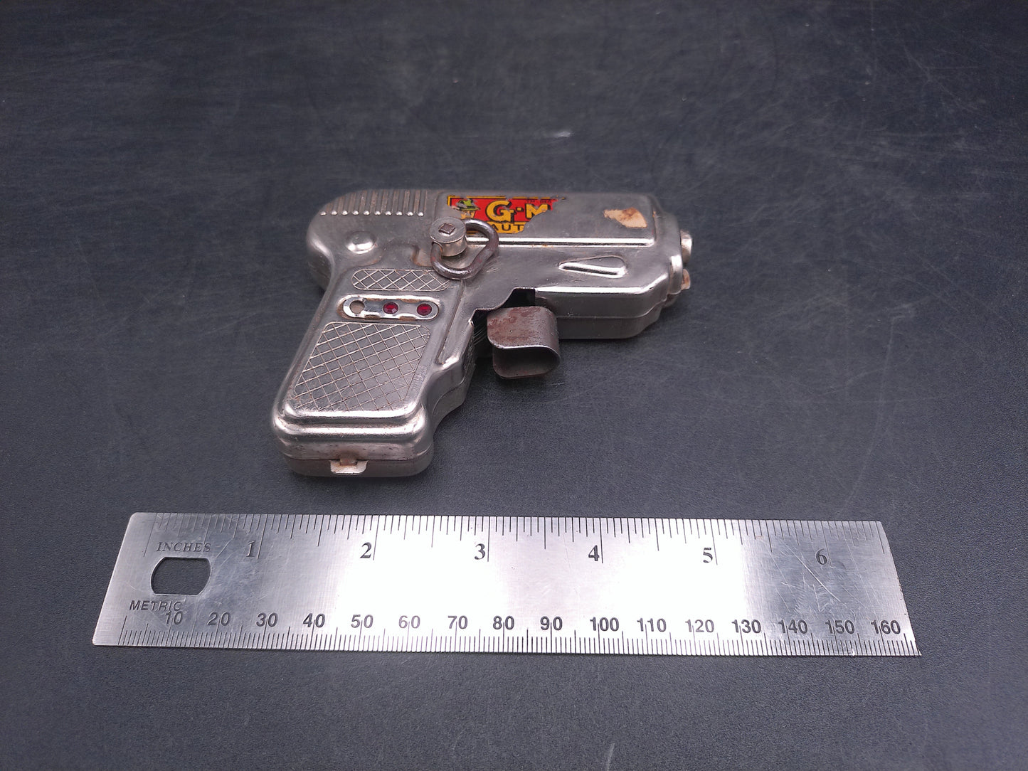 Marx Windup G-Man Toy Gun Automatic with Key Working 1930's