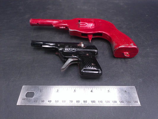 Toy Pistol Gun set of 2 Red Metal  and 1960'S Pressed Tin Colt 7