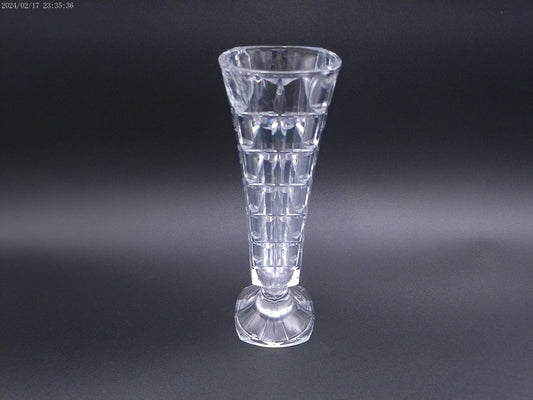 SQUARE Blown Crystal Glass footed  Cubed Flower bud vase